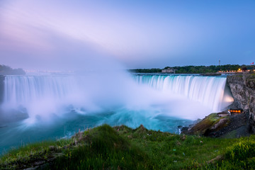 View of Niagara Falls, Ontario, Canada during sunset