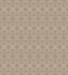 Seamless background image of spiral heart cross dot line.
