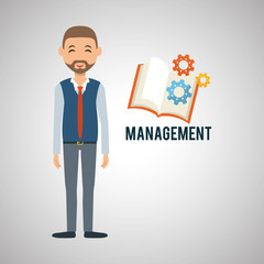 Management design. Person icon. Isolated illustration