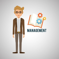 Management design. Person icon. Isolated illustration