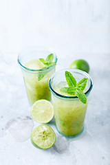 Kiwi Aqua Fresca with Lime Juice and Mint