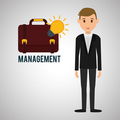 Management design. Person icon. Isolated illustration