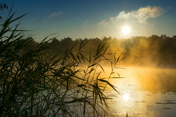 Sunrise over  Lake Sawinda Wielka. Masuria. Poland.