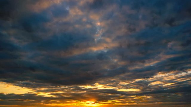 4 in 1! The beautiful cloud flow against the background of sunset. Time lapse