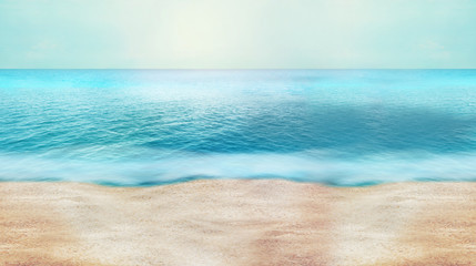 Fototapeta na wymiar summer time golden paradise beach water photo and 3D render background