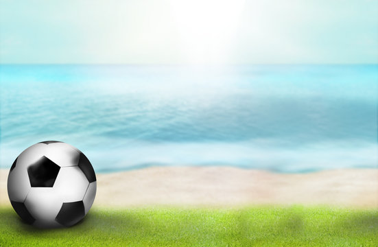 football time beach paradise photo and 3D render background