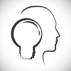 Think design. Head icon. Flat illustration