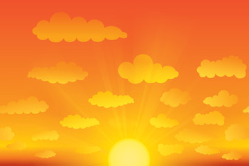 Sunset sky and clouds background. Vector illustration