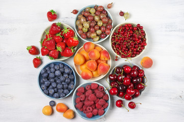 Various fruits in bowls