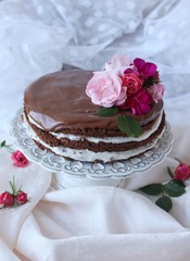 Fototapeta na wymiar The Rococoa Cake, Delicious chocolate cake.