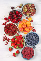 Various fruits in bowls