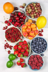 Various fruits in bowls