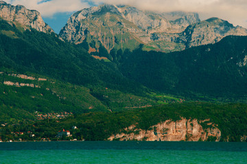 Fototapeta na wymiar French lake Annecy in Alps, France