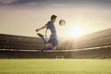 Soccer player withstand a ball