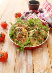 Chopped chicken cutlets with spinach