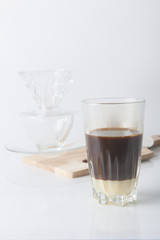 Set of slow coffee drip, selective focus