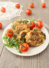 Chopped chicken cutlets with spinach