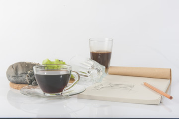 Burger and Stationery  on white background