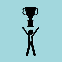 Success design. Winner icon. Flat illustration, vector graphic