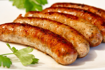 five fried sausages
