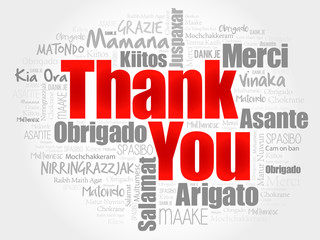 Thank You Word Cloud concept background in many languages