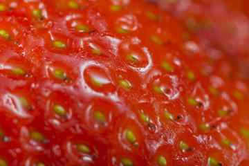 Abstract view of the surface of a strawberry
