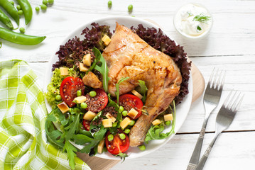 Baked chicken with a salad