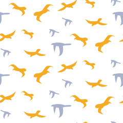 Flock of birds seamless vector pattern.