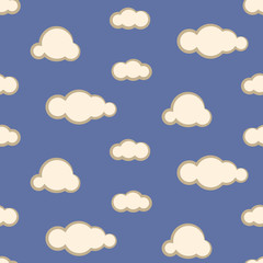 Night sky clouds seamless vector pattern.