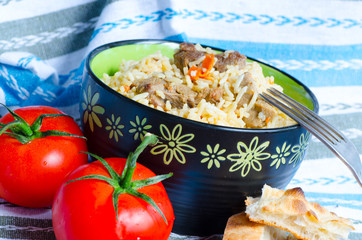 Pilaf with meat and vegetables