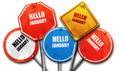 hello january, 3D rendering, rough street sign collection