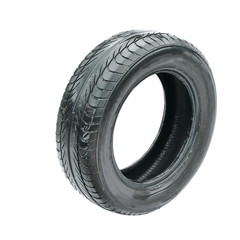 wet old tire isolated on white background