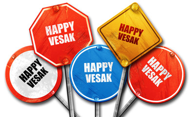 happy vesak, 3D rendering, rough street sign collection