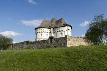 Fototapeta na wymiar Holy Protection Fortress-Church 15th century, Village of Sutkivci, Ukraine
