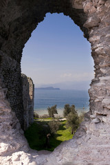 roman ruins of catullo caves on lake garda italy