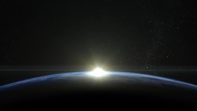 Sunrise over the Earth. View from space. 4K.