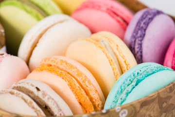 macro multicolored french macaroon Extreme shallow dof