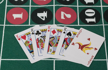 The combination of playing cards on casino table