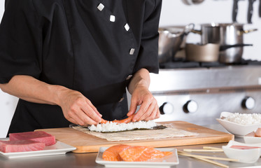 Chef preparing sushi
