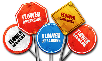 flower arranging, 3D rendering, rough street sign collection