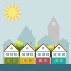 Naklejka premium Colorful City, Healthy Living Concept