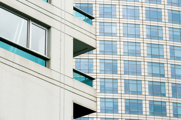 Balcony of a residential building in front of an office building
