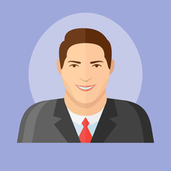 Business man flat icon. Male character vector illustration.