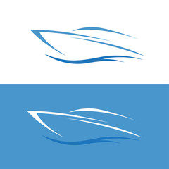 abstract fast boat outline vector design template