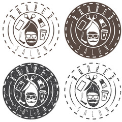 hipster style vector labels of barber salon