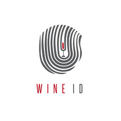 wine id concept with glass and fingerprint