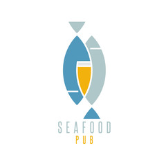 seafood pub vector illustration with beer and fish