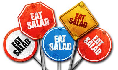 eat salad, 3D rendering, rough street sign collection
