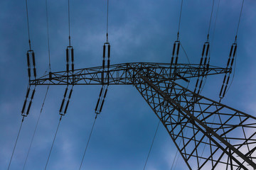 electrical tower on clouds background