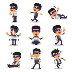Cartoon thief character poses